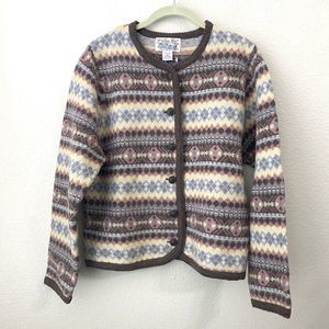 Tally Ho Sweater Cardigan Womens Medium Wool Nordic Button Front VTG